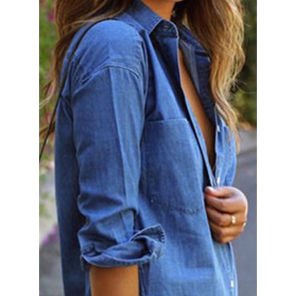 HPx2!! 🎉🎉 New Denim Printed Shirt Dress. Size Medium. - Picture 3 of 5